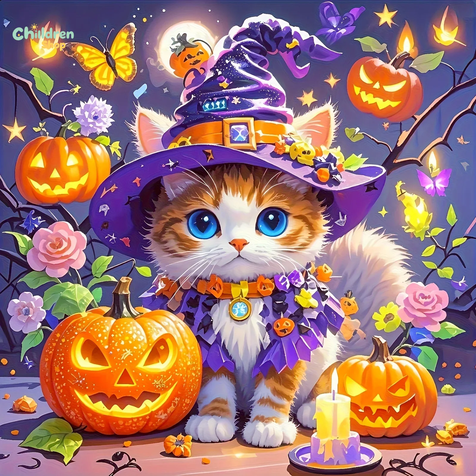 Resin Art Work - Kits de peinture diamantée Halloween Chat