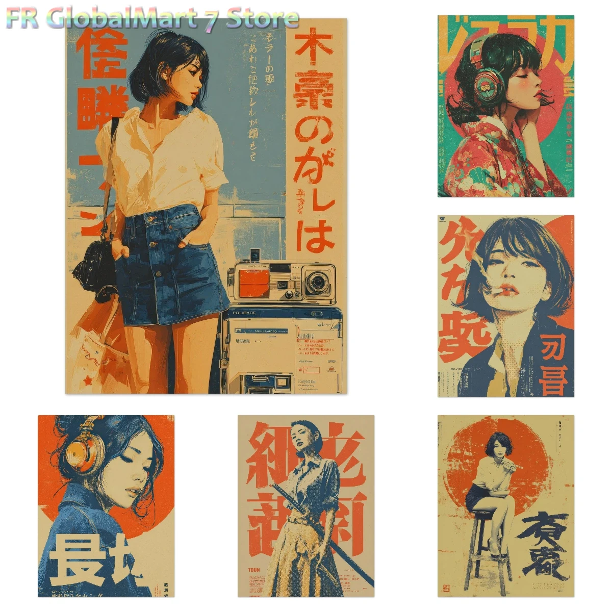 Affiche vintage de fille d'été - Resin Art Wallpaper avis et prix